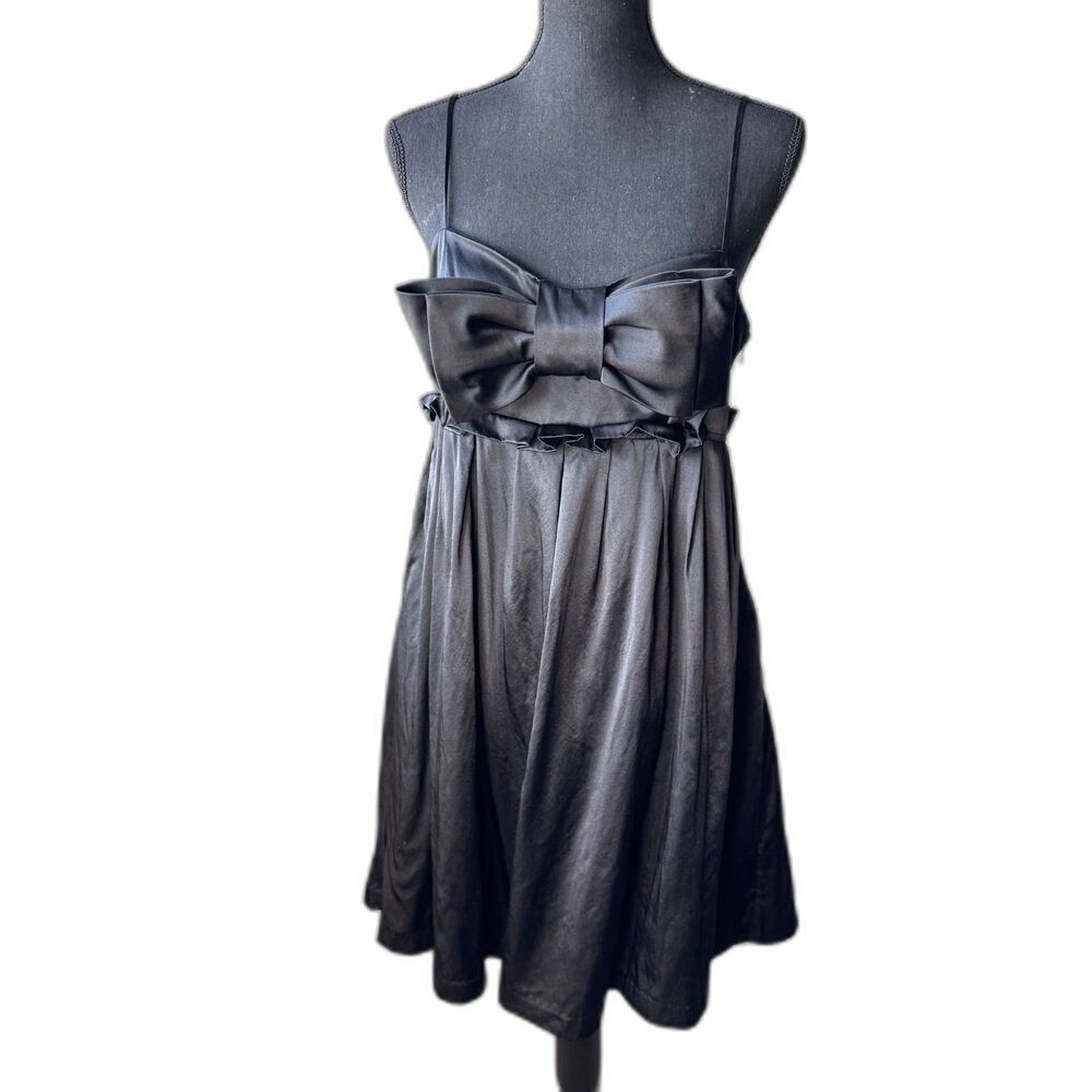 Size 8 Y2K Vintage Betsey Johnson silk empire waist babydoll dress bow (10437)